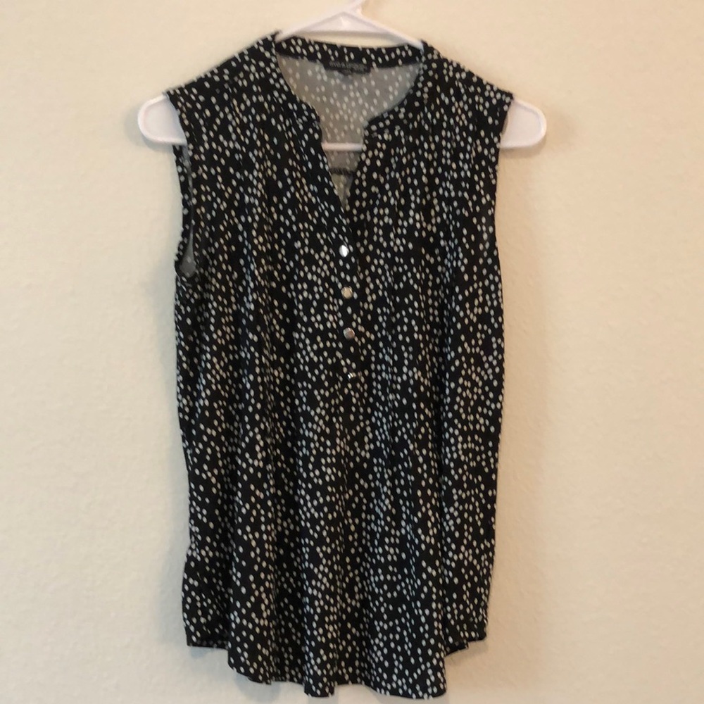 Sleeveless Black and White Polka Dot Top